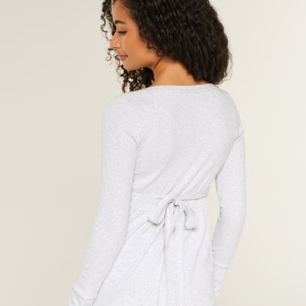 Hollister Heather Gray Ribbed Long Sleeve Top